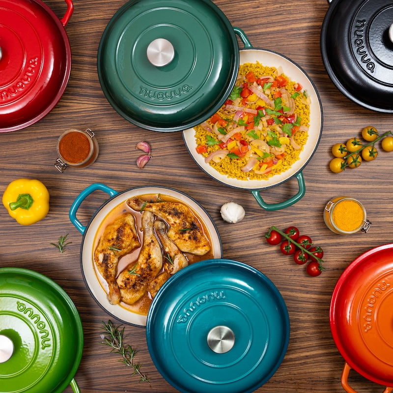 30cm Enamelled Cast Iron Shallow Dutch Oven Casserole Pot – 3.9L, Nuovva