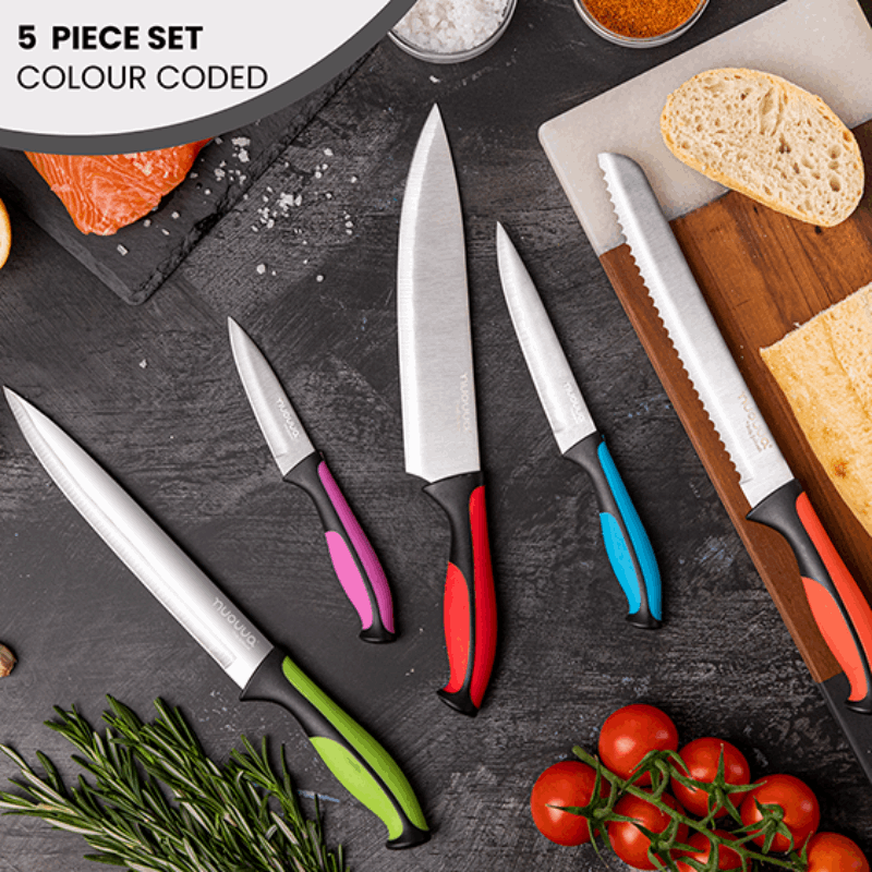 7-Piece Kitchen Knife Set with Rotating Block, Nuovva