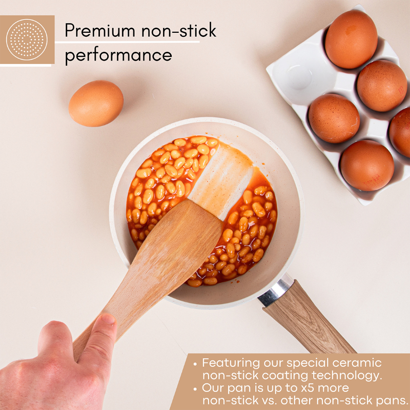 2-Piece Non-Stick Saucepan Set with Glass Lids (16cm & 18cm), Nuovva