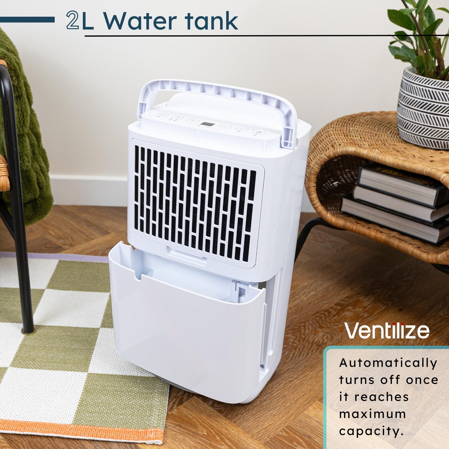 Portable Home Dehumidifier with Touch Display - 10L, by Ventilize
