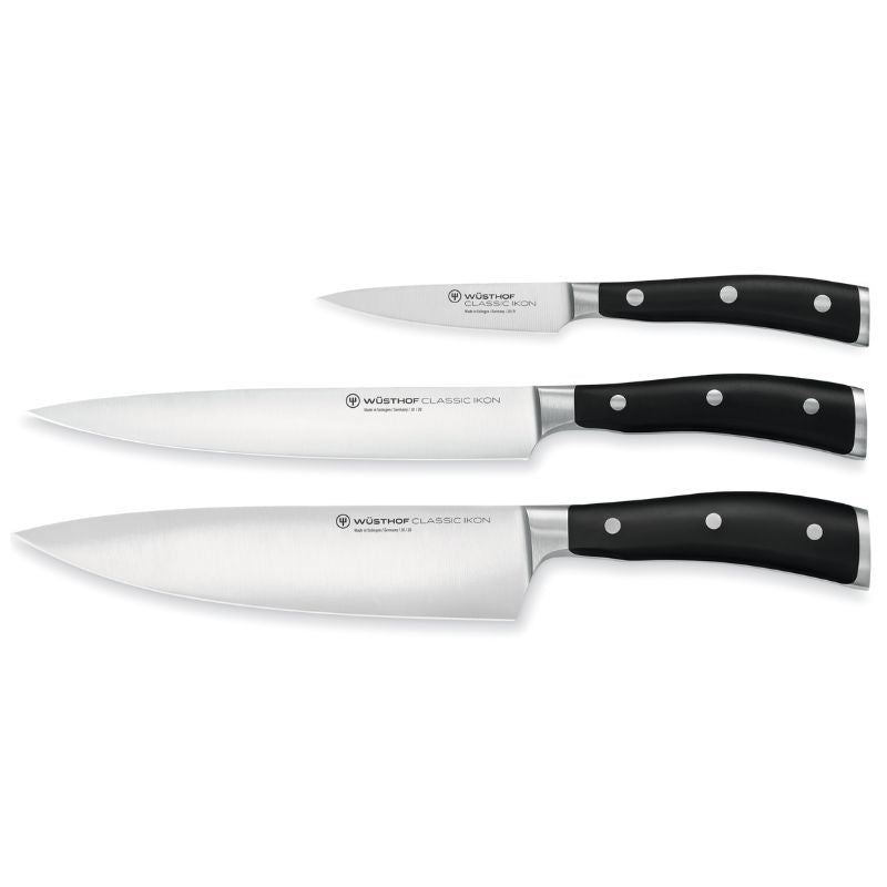 Wüsthof Classic Ikon 3-Piece Knife Set |Black| (WU9601)