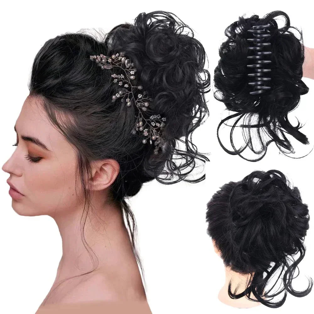 essantials | Curly Hair Bun – Clip-in Hair Piece with Volume and Natural Look