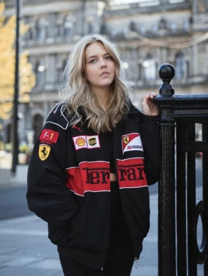 Rari F1 Racing Team Jacket – Black Scuderia Motorsport Zip-Up Coat