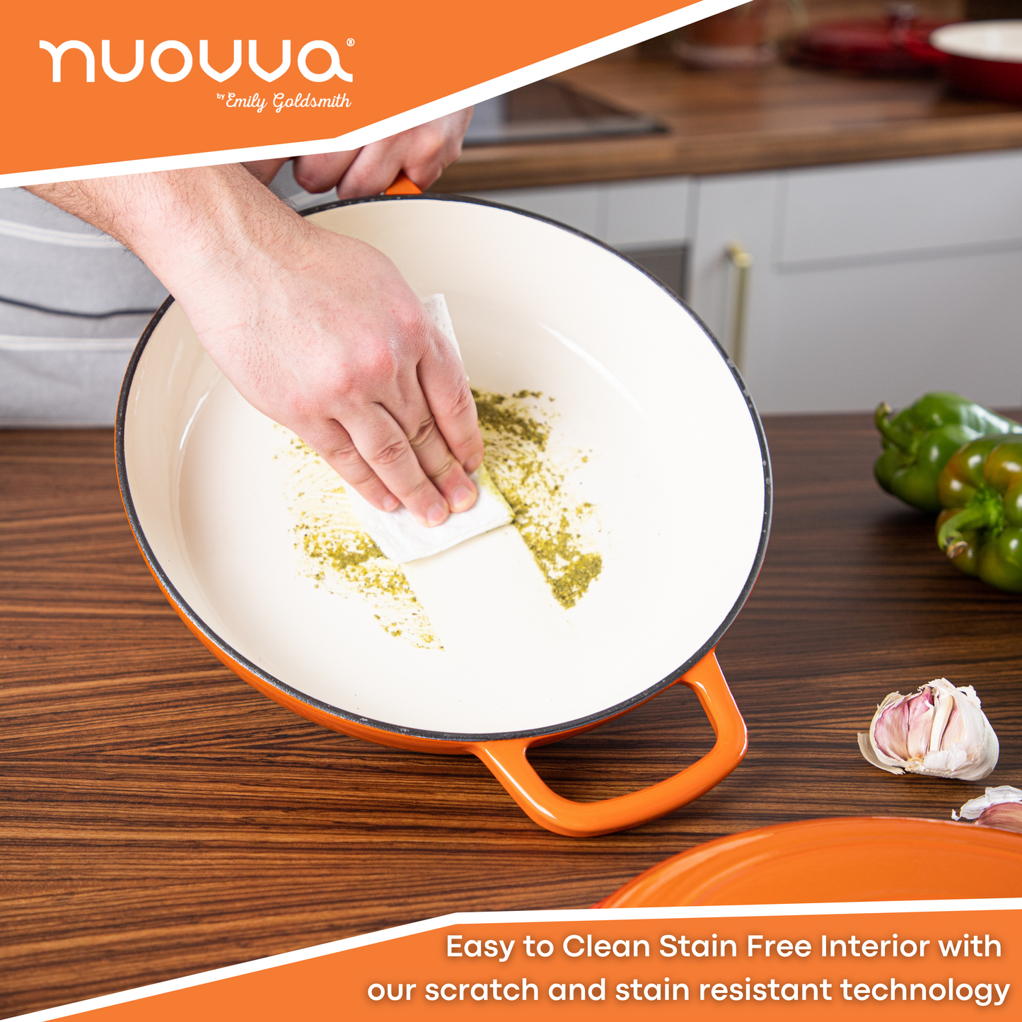 Shallow Enamelled Cast Iron Dutch Oven Casserole Pot (30cm & 32cm), Nuovva