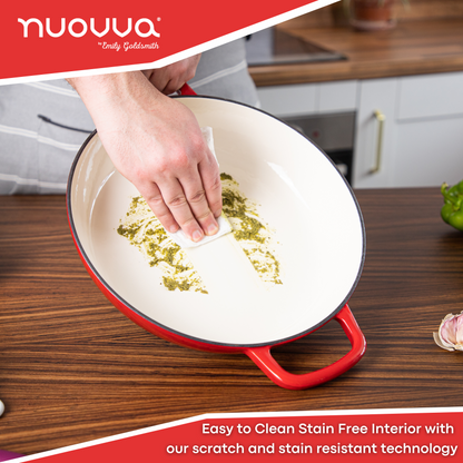 30cm Enamelled Cast Iron Shallow Dutch Oven Casserole Pot – 3.9L, Nuovva