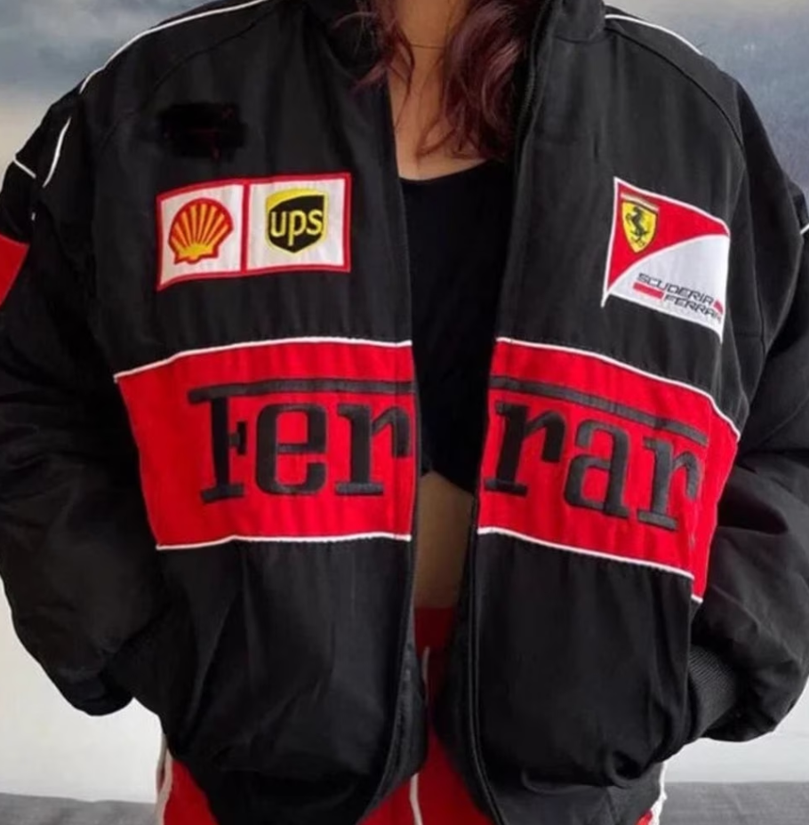 Rari F1 Racing Team Jacket – Black Scuderia Motorsport Zip-Up Coat