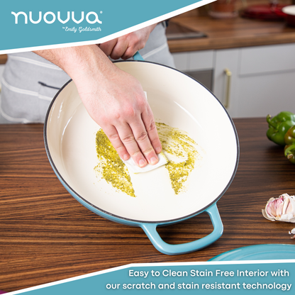 30cm Enamelled Cast Iron Shallow Dutch Oven Casserole Pot – 3.9L, Nuovva