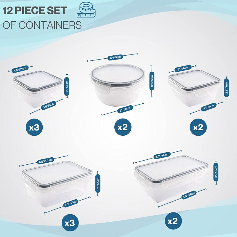 12-Piece Airtight Food Storage Container Set, Nuovva