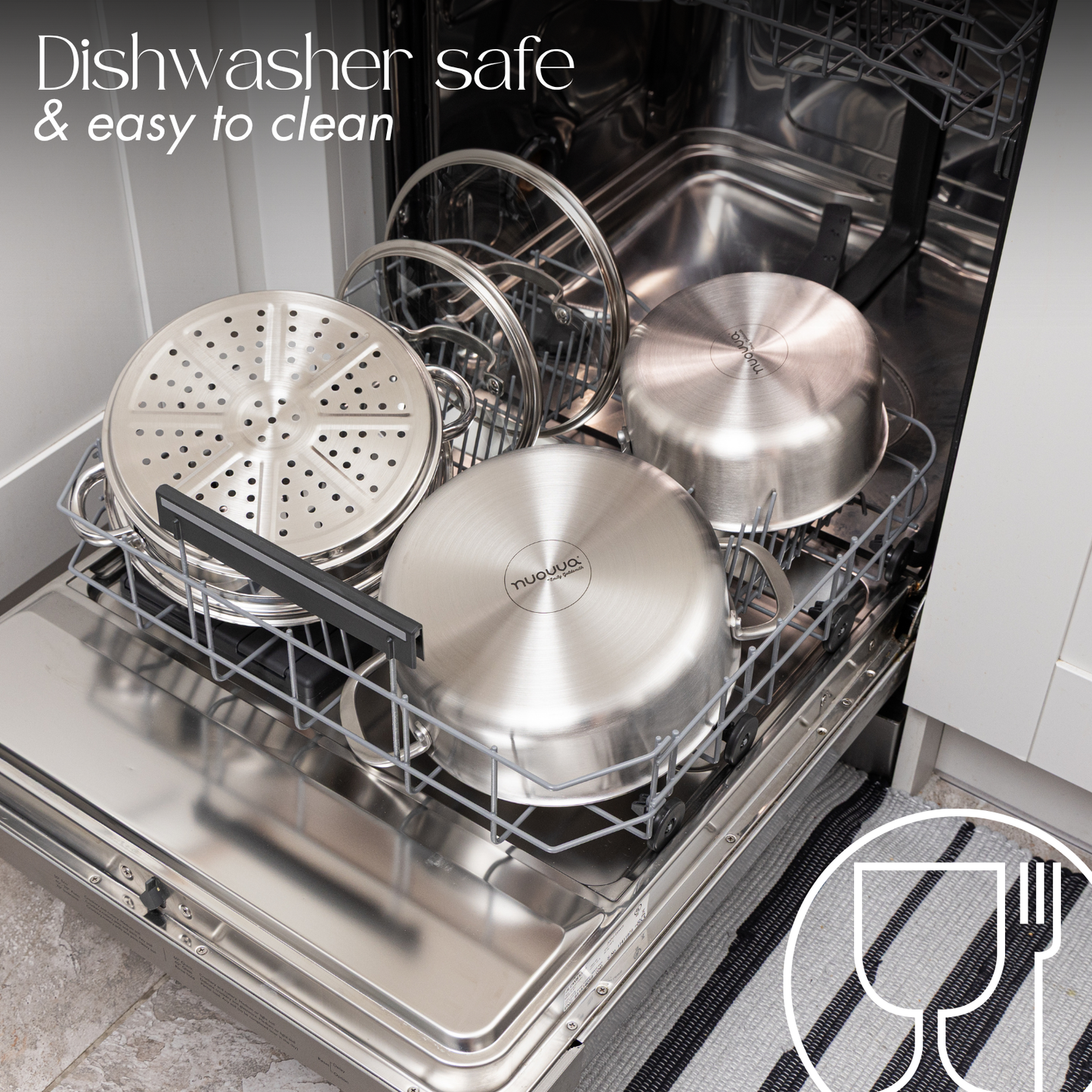 14-Piece Stainless Steel Cookware Set with Glass Lids, Nuovva