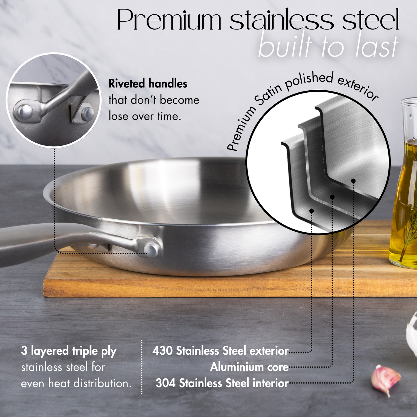 14-Piece Stainless Steel Cookware Set with Glass Lids, Nuovva