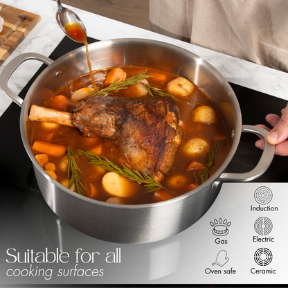 14-Piece Stainless Steel Cookware Set with Glass Lids, Nuovva
