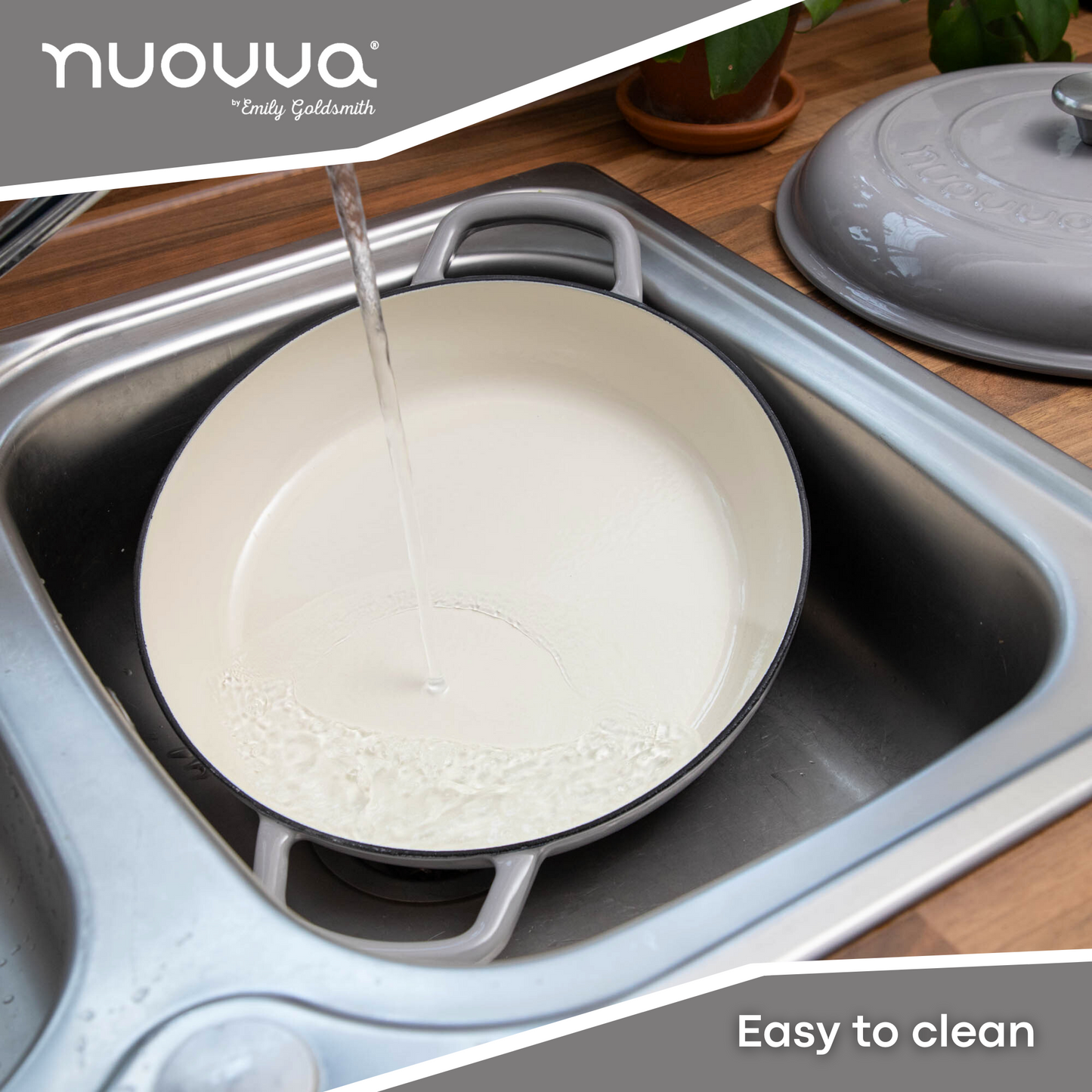 30cm Enamelled Cast Iron Shallow Dutch Oven Casserole Pot – 3.9L, Nuovva