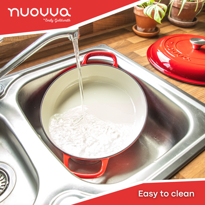 30cm Enamelled Cast Iron Shallow Dutch Oven Casserole Pot – 3.9L, Nuovva