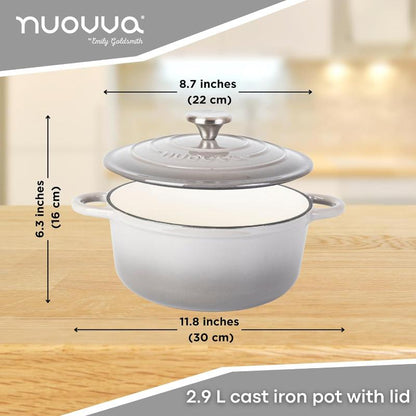 Enamelled Cast Iron Dutch Oven Casserole Pot (22cm, 24cm, 28cm & 30cm), Nuovva