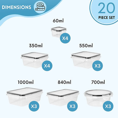 20-Piece Airtight Food Storage Container Set, Nuovva