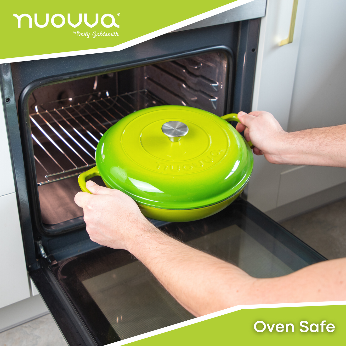 30cm Enamelled Cast Iron Shallow Dutch Oven Casserole Pot – 3.9L, Nuovva