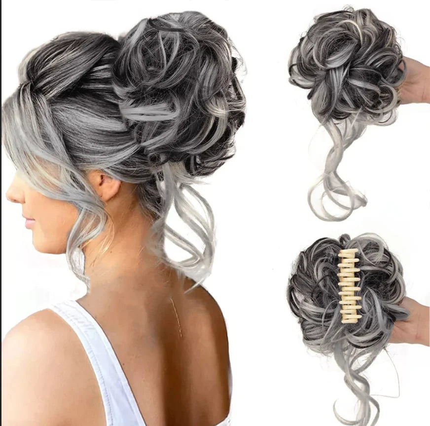 essantials | Curly Hair Bun – Clip-in Hair Piece with Volume and Natural Look