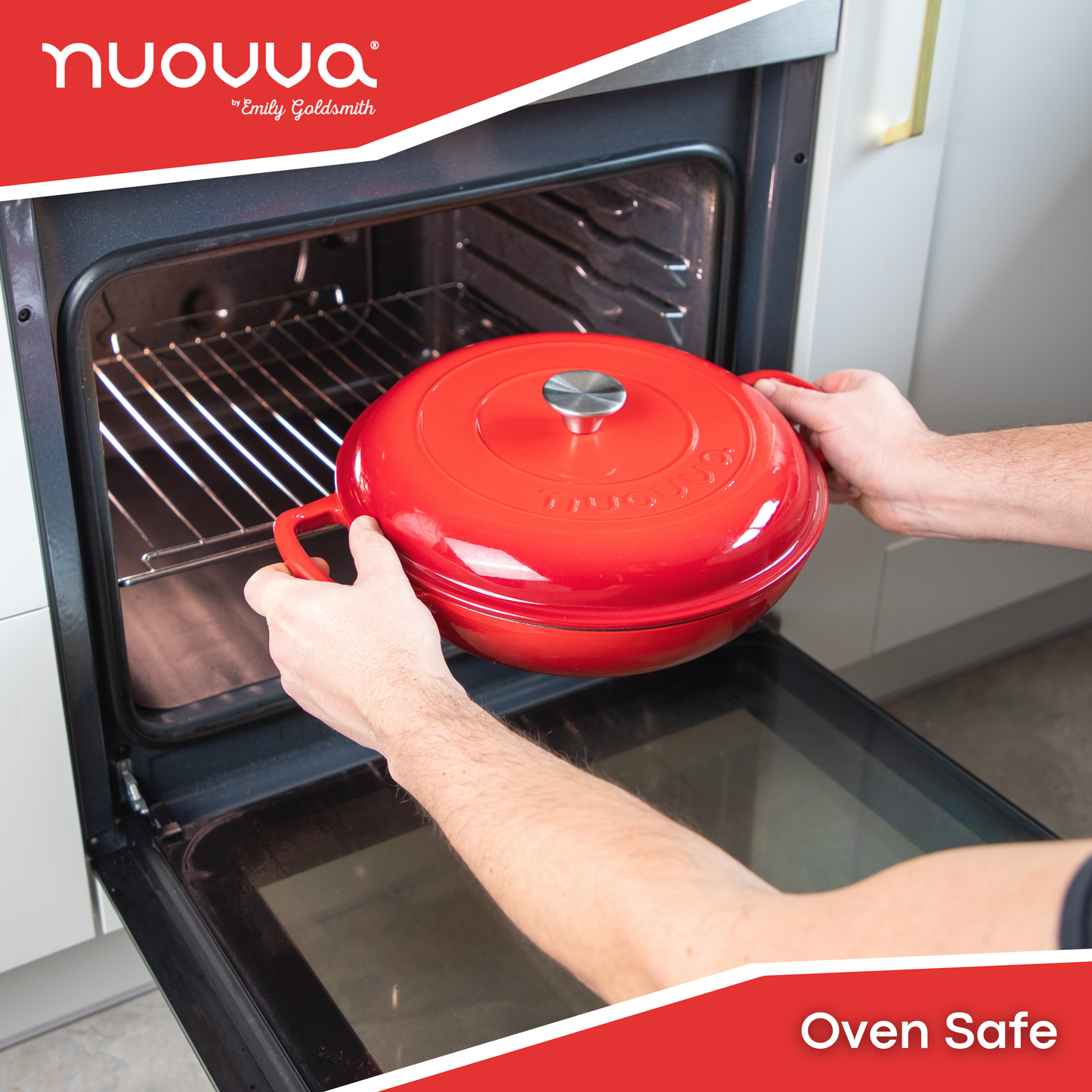 30cm Enamelled Cast Iron Shallow Dutch Oven Casserole Pot – 3.9L, Nuovva