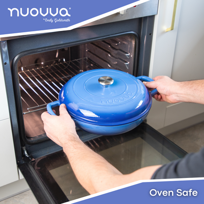 30cm Enamelled Cast Iron Shallow Dutch Oven Casserole Pot – 3.9L, Nuovva