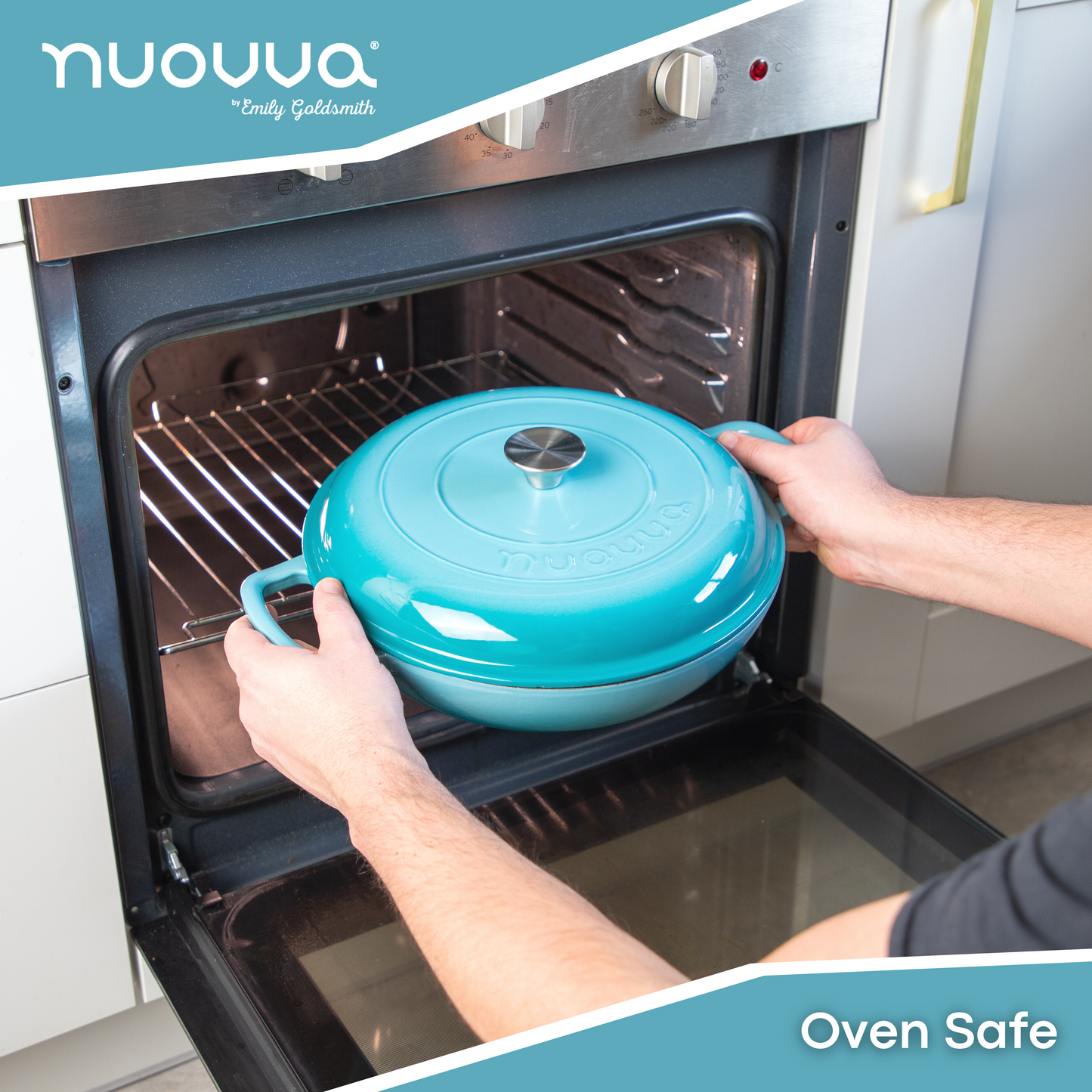 30cm Enamelled Cast Iron Shallow Dutch Oven Casserole Pot – 3.9L, Nuovva