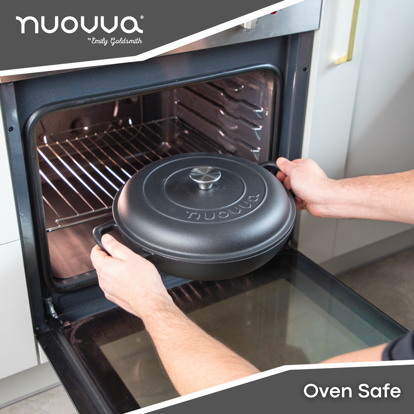 30cm Enamelled Cast Iron Shallow Dutch Oven Casserole Pot – 3.9L, Nuovva