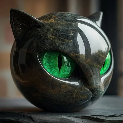 Essantials | NoirCat Sculpture – Black Cat Head with Hypnotic Eyes
