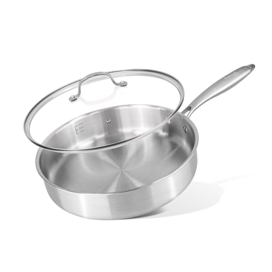 28cm Stainless Steel Sauté Pan with Glass Lid, Nuovva