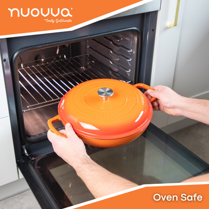 Shallow Enamelled Cast Iron Dutch Oven Casserole Pot (30cm & 32cm), Nuovva