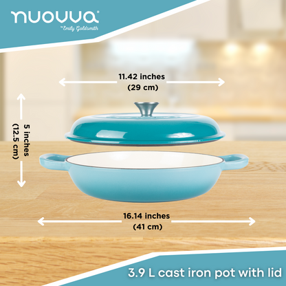 Shallow Enamelled Cast Iron Dutch Oven Casserole Pot (30cm & 32cm), Nuovva