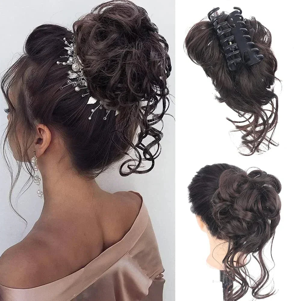essantials | Curly Hair Bun – Clip-in Hair Piece with Volume and Natural Look