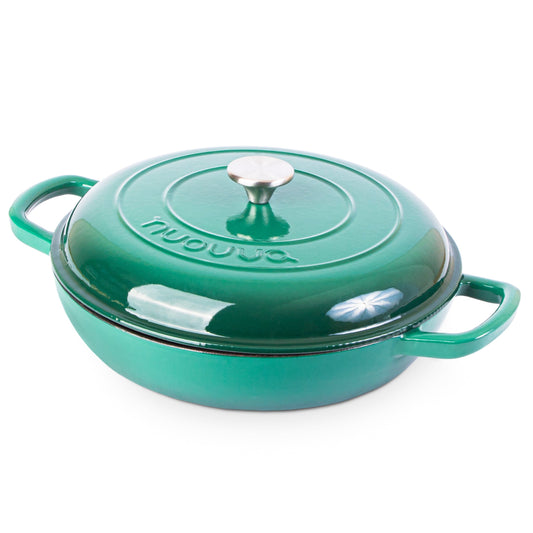 32cm Enamelled Cast Iron Shallow Casserole Dish with Lid – 3.5L, Nuovva