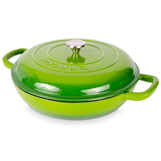 32cm Enamelled Cast Iron Shallow Casserole Dish with Lid – 3.5L, Nuovva
