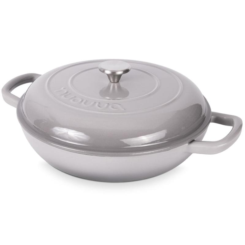 32cm Enamelled Cast Iron Shallow Casserole Dish with Lid – 3.5L, Nuovva