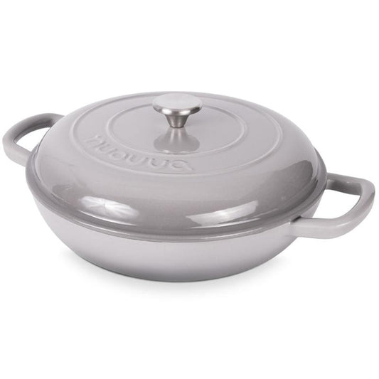 32cm Enamelled Cast Iron Shallow Casserole Dish with Lid – 3.5L, Nuovva