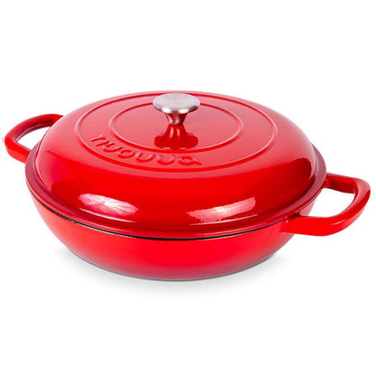 Shallow Enamelled Cast Iron Dutch Oven Casserole Pot (30cm & 32cm), Nuovva