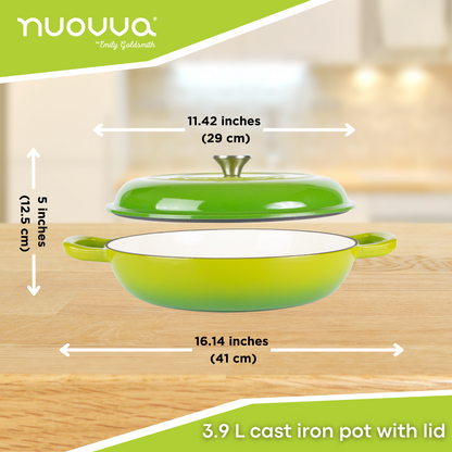 Shallow Enamelled Cast Iron Dutch Oven Casserole Pot (30cm & 32cm), Nuovva