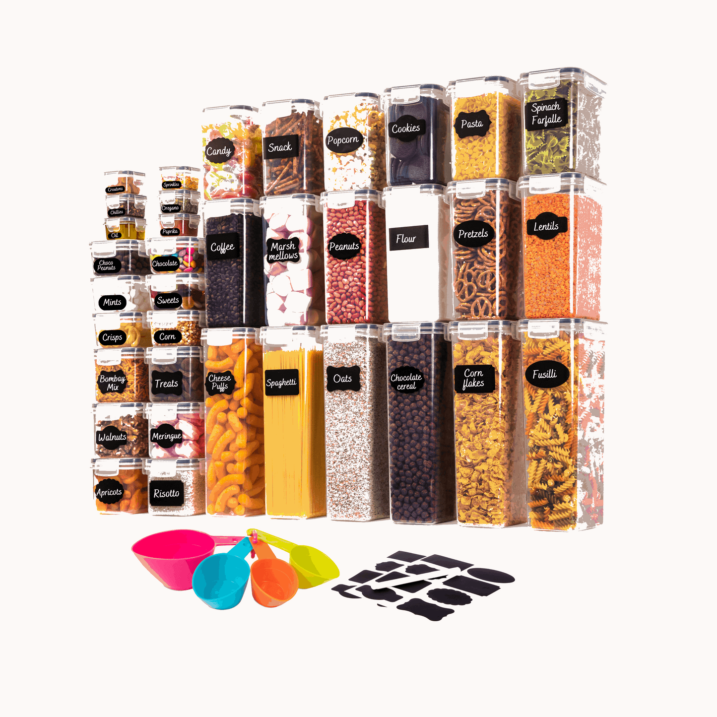 Airtight Kitchen Food Storage Container Set (8, 14, 20 & 36 Pieces), Nuovva