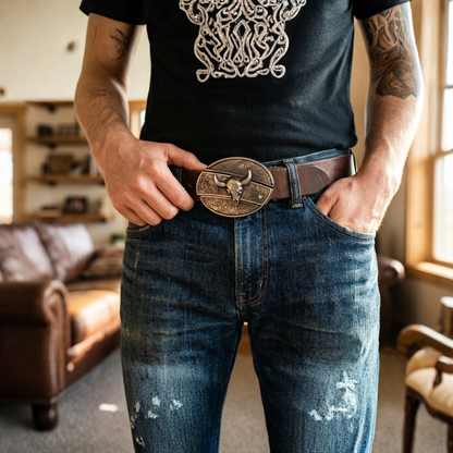 Essantials | Metal Oval Cowboys Belt Buckle
