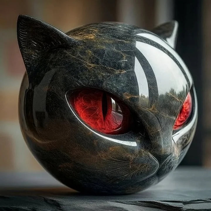 Essantials | NoirCat Sculpture – Black Cat Head with Hypnotic Eyes