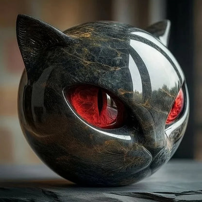 Essantials | NoirCat Sculpture – Black Cat Head with Hypnotic Eyes