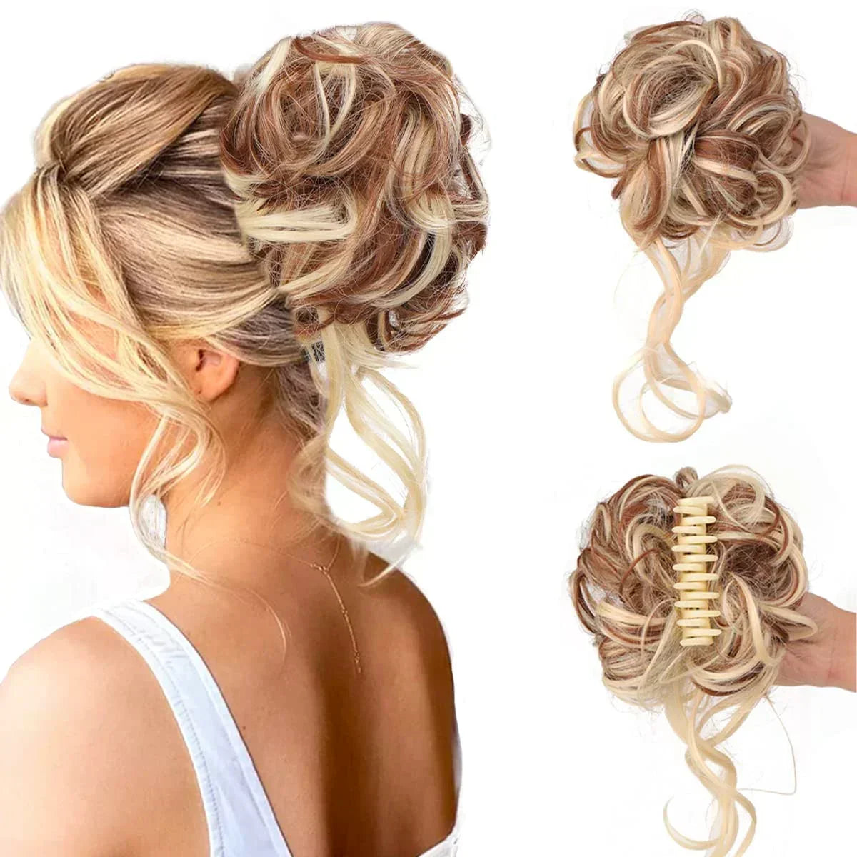 essantials | Curly Hair Bun – Clip-in Hair Piece with Volume and Natural Look