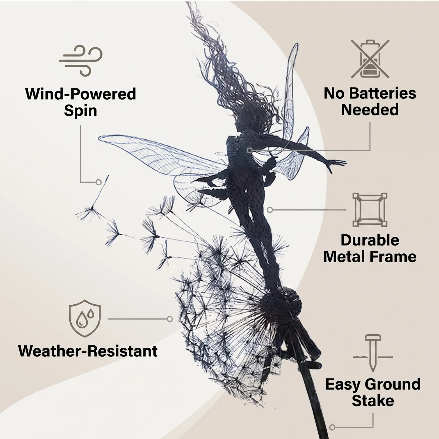 Essantials | Dancing Fairy Statue Steel - FairyDancer™
