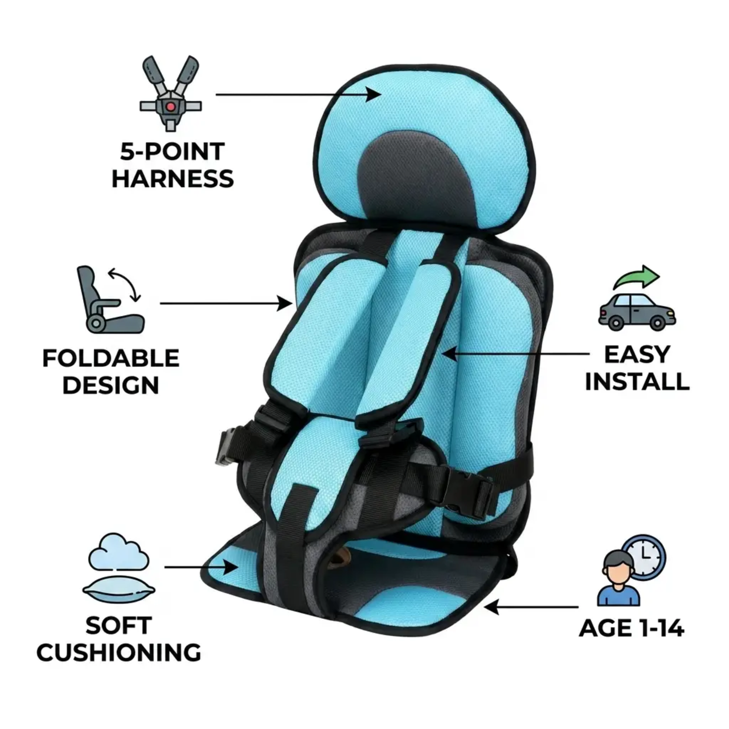 Essantials | Portable & Foldable Child Car Booster Seat