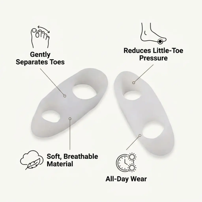 ToeGuard Orthopedic Toe Spacers | Bunionette Corrector - Little Toe Straightener - for Bunions - Hammertoe and Toe Alignment Bowlift