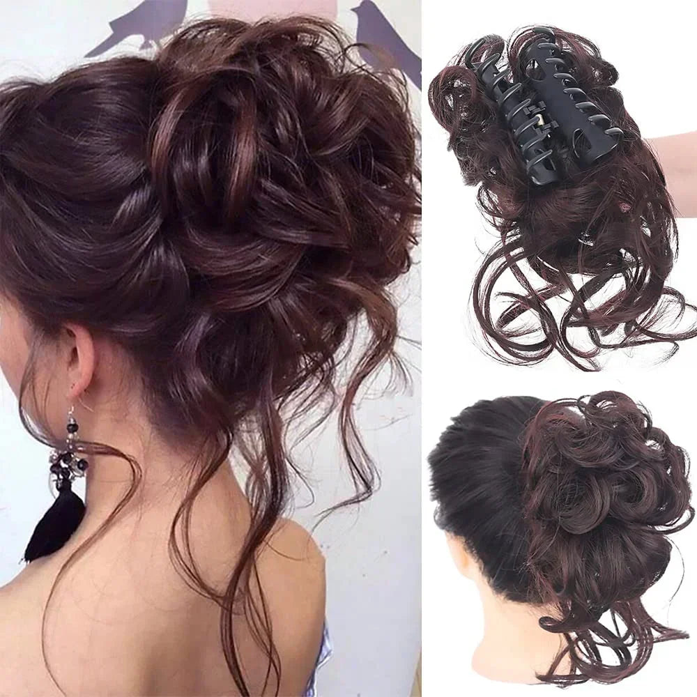 essantials | Curly Hair Bun – Clip-in Hair Piece with Volume and Natural Look