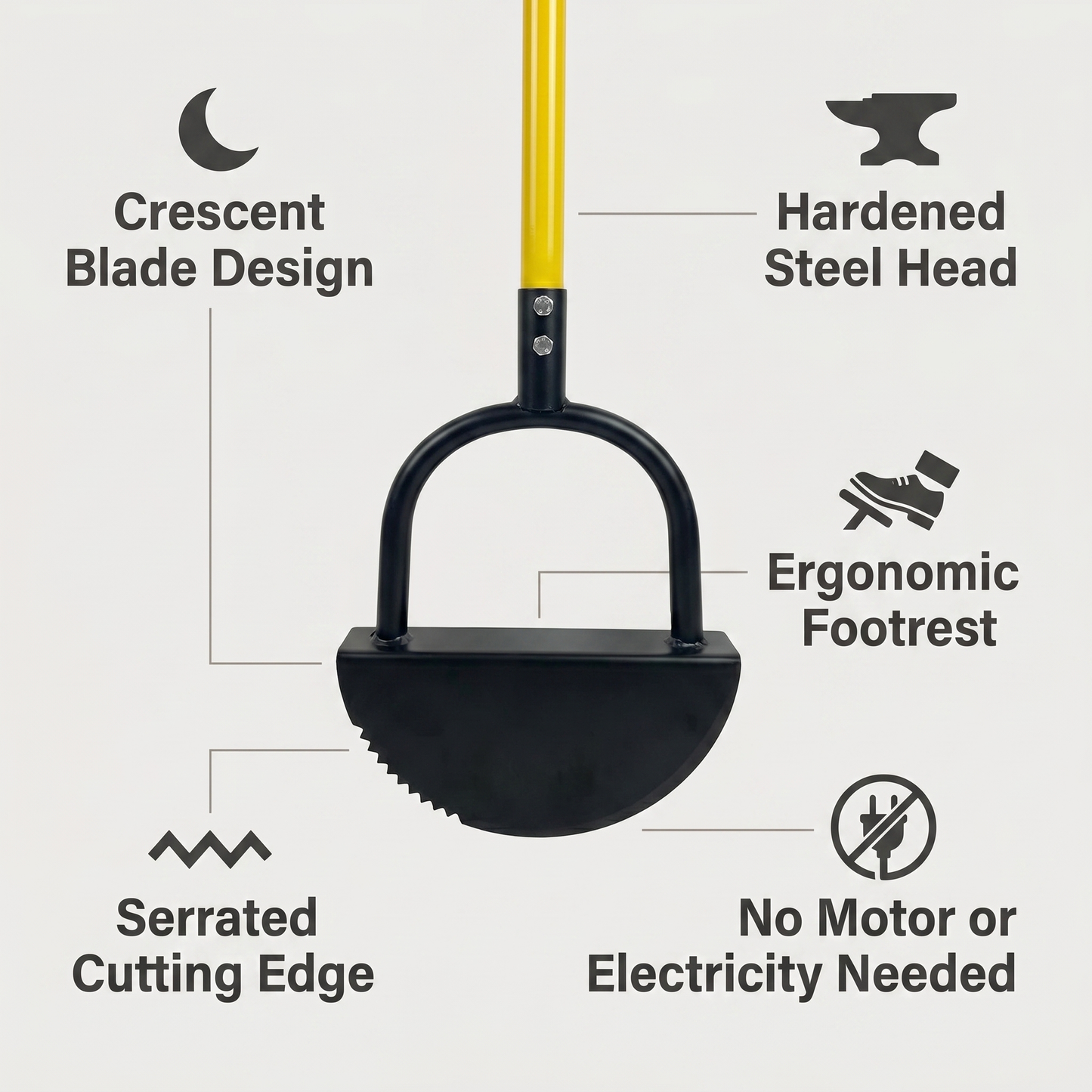 Essantials | EdgeMaster Lawn Edger | Half-Moon Design with Wavy Edge | Manual Tool for Clean Lawn Edges & Beds
