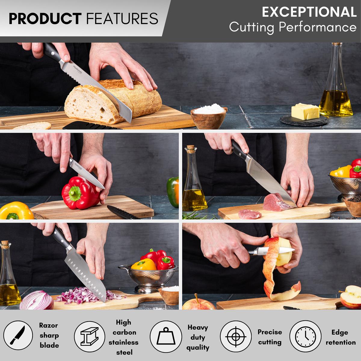 Professional High Carbon Steel Kitchen Knives (Single Knives & Sets), Nuovva