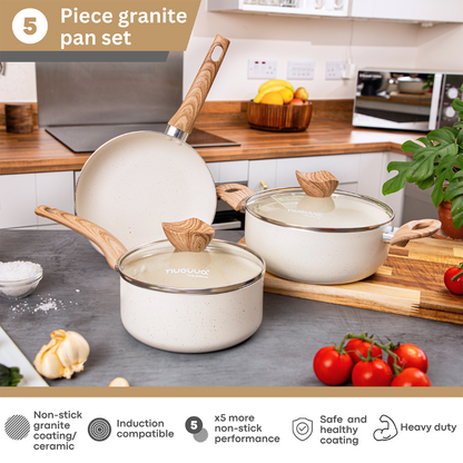Kitchen Cookware Set of 5, 8, 15 & 35pcs with Lids - Multiple Colours