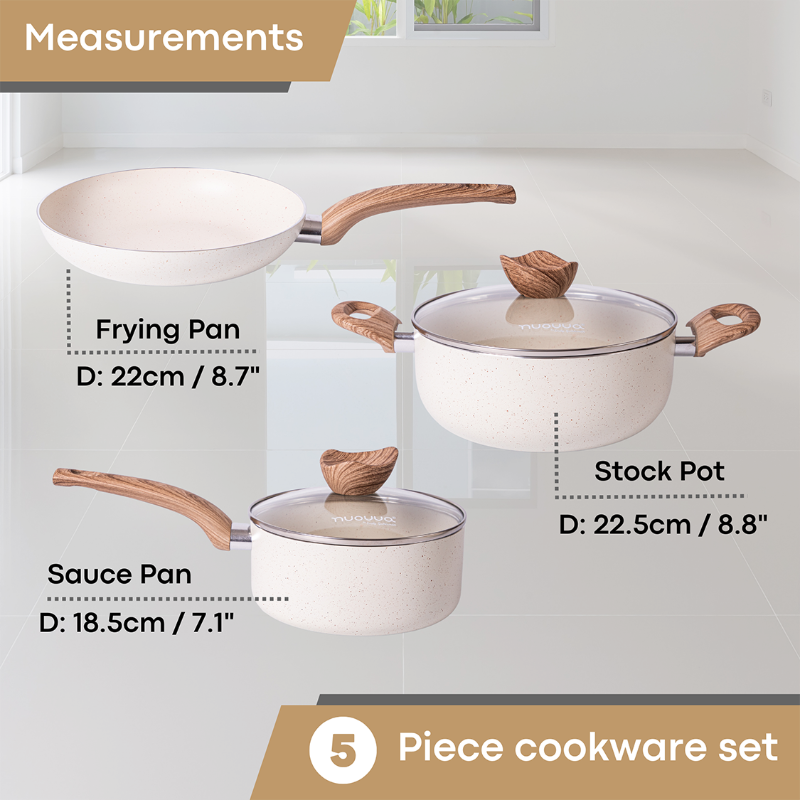 Kitchen Cookware Set with Lids – 5-Pieces (Multiple Colours)