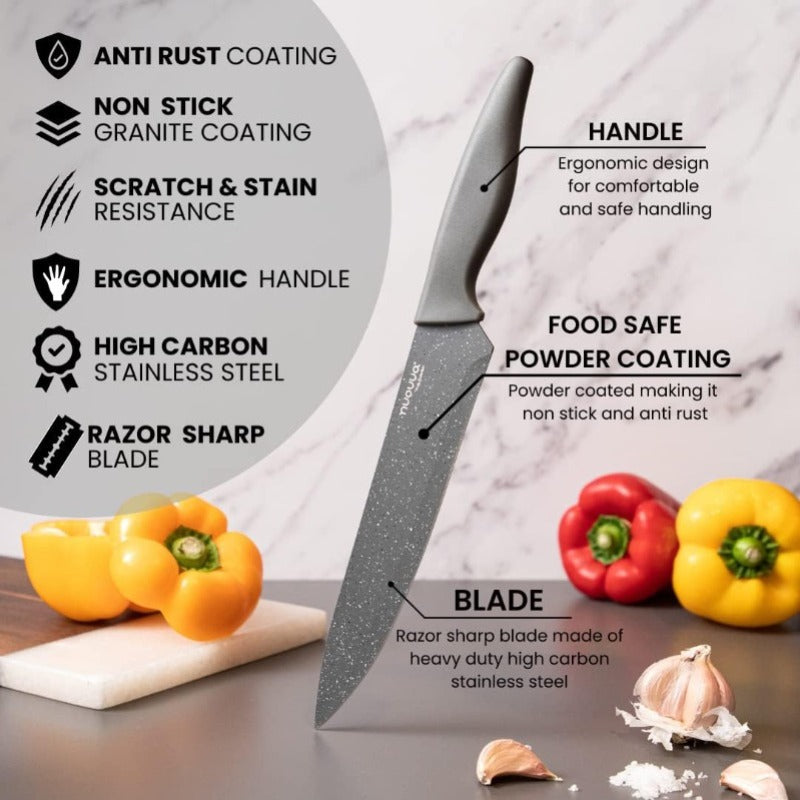 5-Piece Granite Non-Stick Kitchen Knife Set, Nuovva